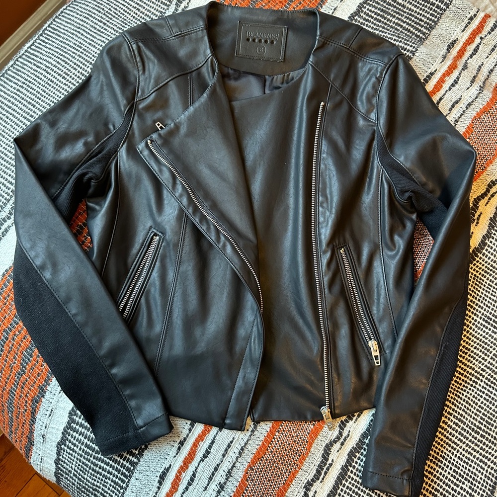 Blank NYC Record Breaker Collarless Faux Leather Moto Jacket